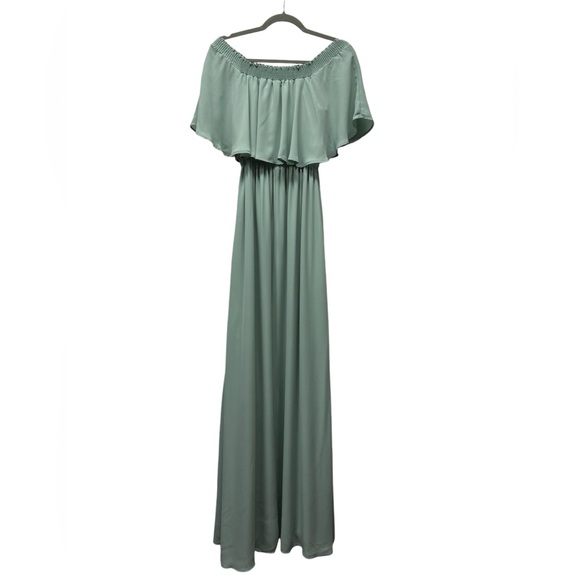 Show Me Your Mumu Hacienda off the shoulder maxi dress, silver sage crisp, small - Picture 2 of 11